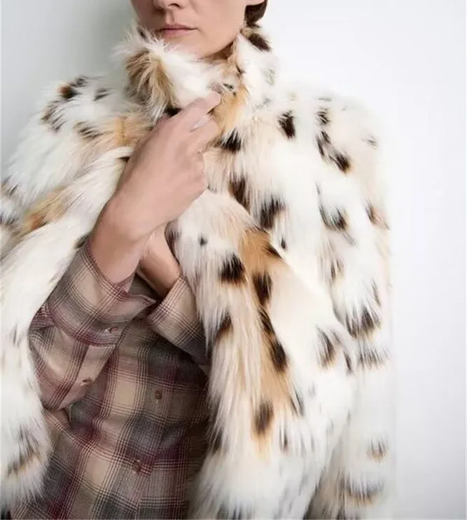 Women's faux fur coat Fall-Winter 2024 new animal-print faux fur top jacket Noble and elegant women's Coat Top