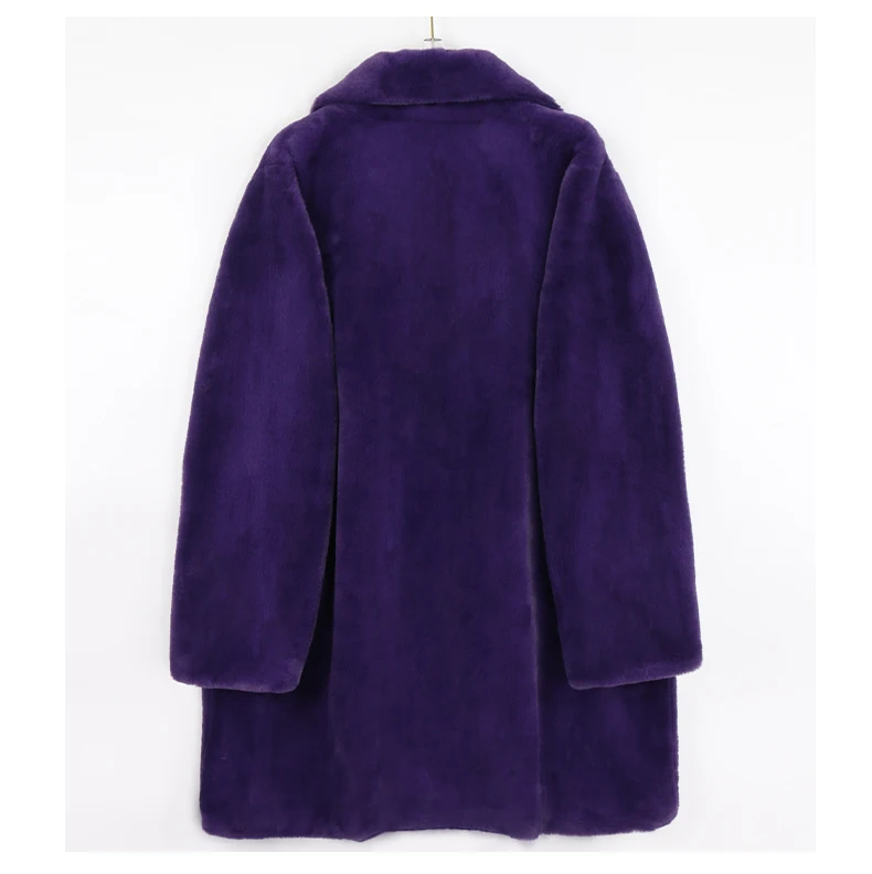 Lautaro Winter Warm White Faux Fur Coat Women Long Sleeve Lapel Double Breasted Luxury Elegant Fluffy Fake Rabbit Fur Blazers