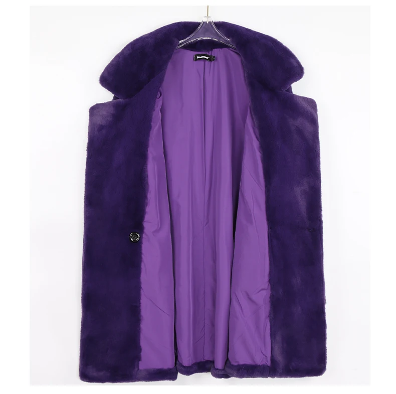 Lautaro Winter Warm White Faux Fur Coat Women Long Sleeve Lapel Double Breasted Luxury Elegant Fluffy Fake Rabbit Fur Blazers