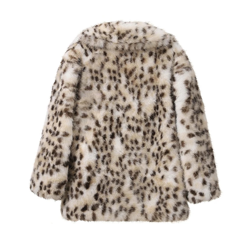 Neo Mint Exclusive Long Brown Leopard Fox Fur Coat Women Winter 2024 New Luxury Hot Brand Fashion Girls Faux Fur Jacket Overcoat