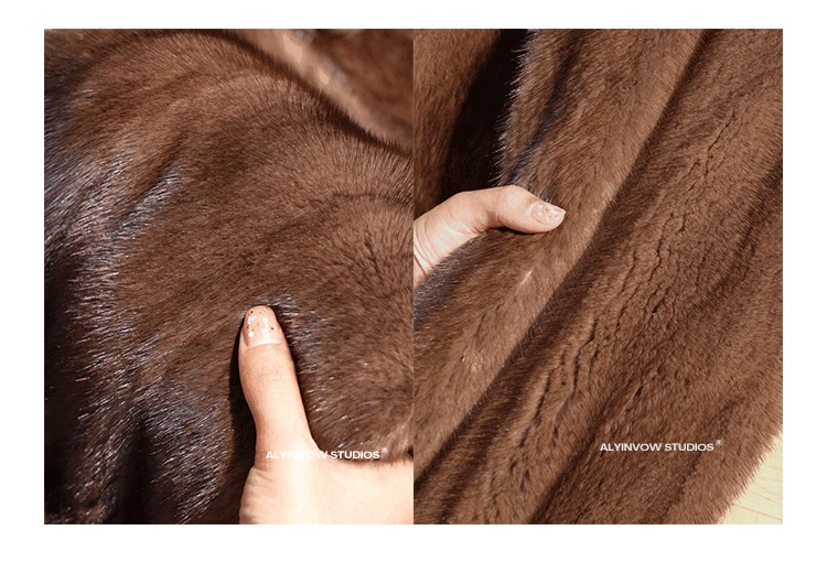 Lautaro Winter Brown Thick Warm Soft Faux Mink Fur Coat Women Long Sleeve Stand Collar Elegant Luxury Chic Fluffy Jacket 2023