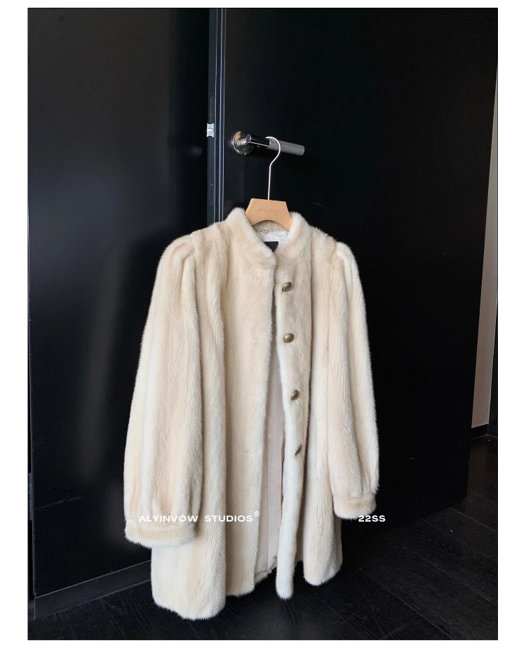 Lautaro Winter Brown Thick Warm Soft Faux Mink Fur Coat Women Long Sleeve Stand Collar Elegant Luxury Chic Fluffy Jacket 2023