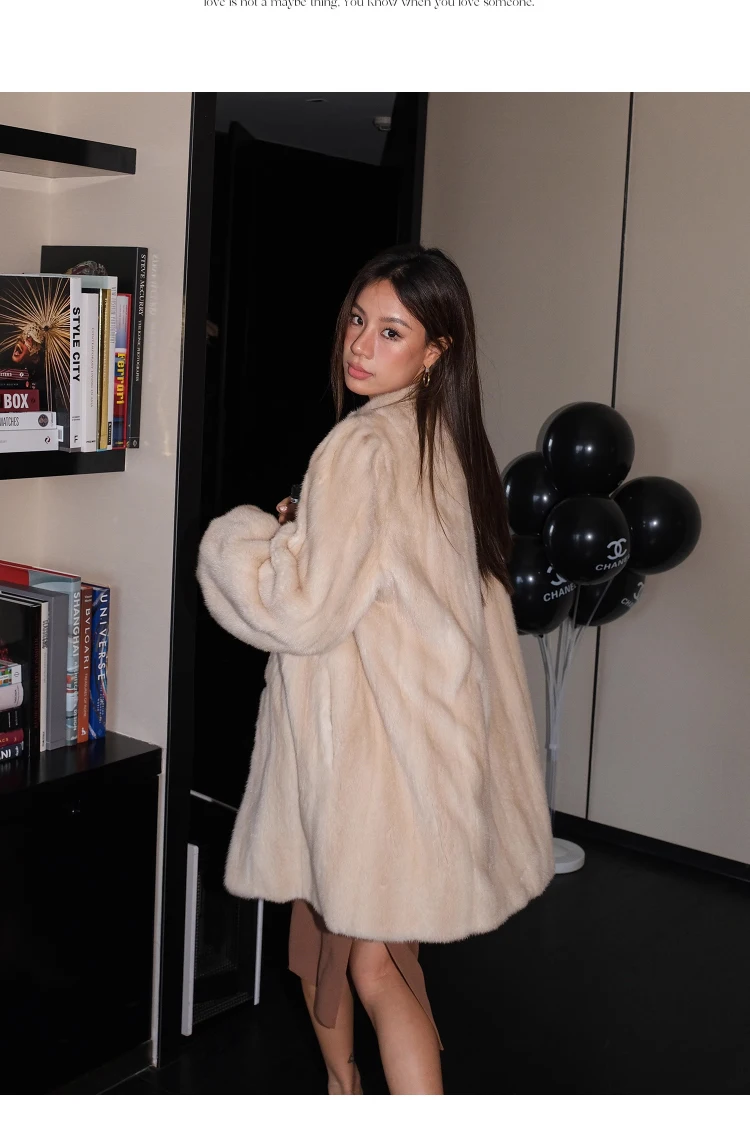 Lautaro Winter Brown Thick Warm Soft Faux Mink Fur Coat Women Long Sleeve Stand Collar Elegant Luxury Chic Fluffy Jacket 2023