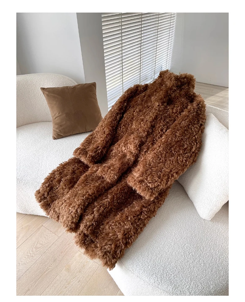 Lautaro Winter Long Loose Casual Soft Thick Warm Fluffy Black Faux Fur Coat Women Stand Collar Hairy Furry Fuzzy Overcoat 2023