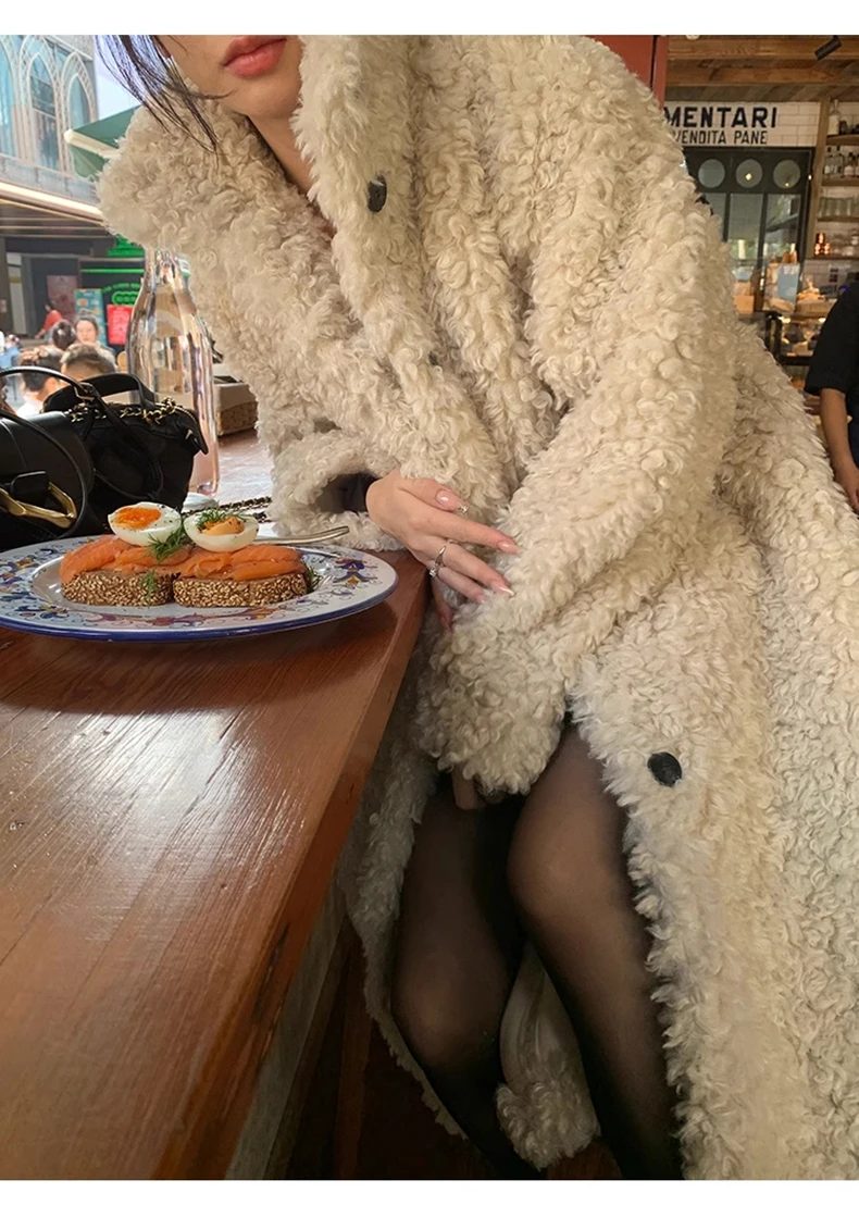 Lautaro Winter Long Loose Casual Soft Thick Warm Fluffy Black Faux Fur Coat Women Stand Collar Hairy Furry Fuzzy Overcoat 2023