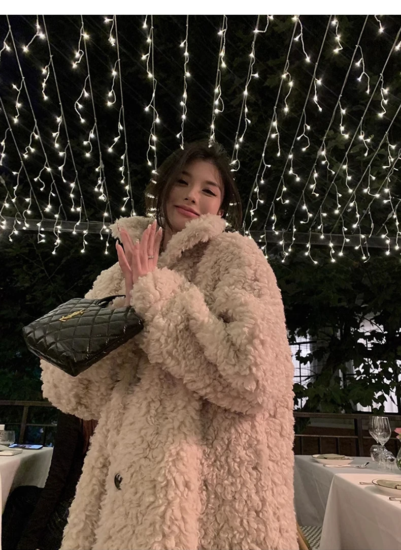 Lautaro Winter Long Loose Casual Soft Thick Warm Fluffy Black Faux Fur Coat Women Stand Collar Hairy Furry Fuzzy Overcoat 2023