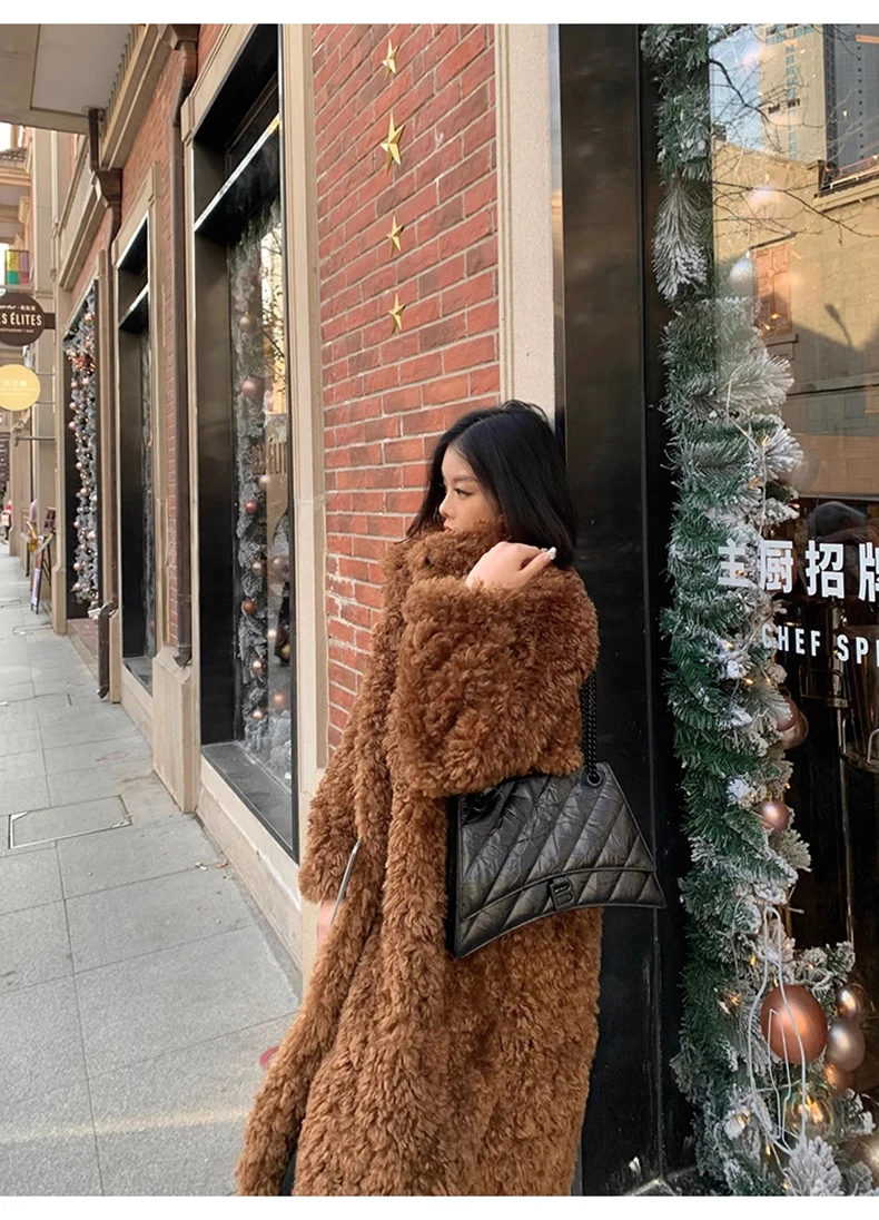 Lautaro Winter Long Loose Casual Soft Thick Warm Fluffy Black Faux Fur Coat Women Stand Collar Hairy Furry Fuzzy Overcoat 2023
