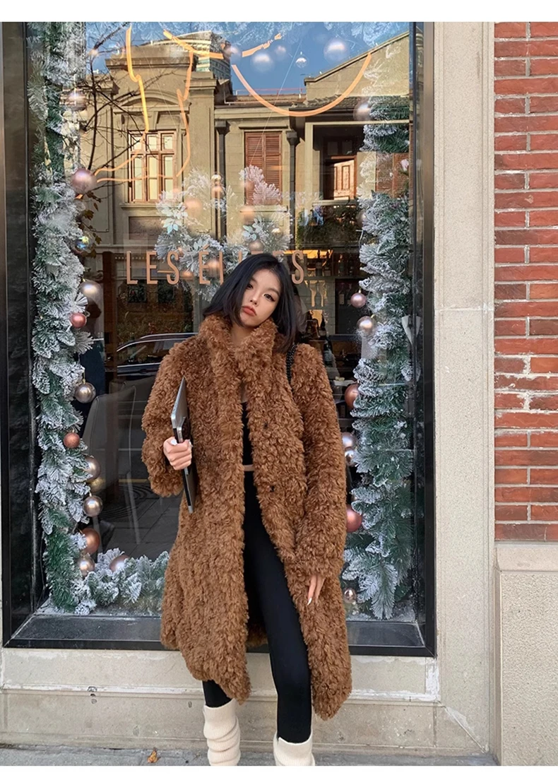 Lautaro Winter Long Loose Casual Soft Thick Warm Fluffy Black Faux Fur Coat Women Stand Collar Hairy Furry Fuzzy Overcoat 2023