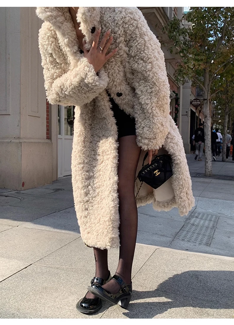 Lautaro Winter Long Loose Casual Soft Thick Warm Fluffy Black Faux Fur Coat Women Stand Collar Hairy Furry Fuzzy Overcoat 2023
