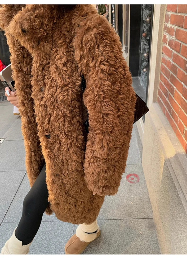 Lautaro Winter Long Loose Casual Soft Thick Warm Fluffy Black Faux Fur Coat Women Stand Collar Hairy Furry Fuzzy Overcoat 2023