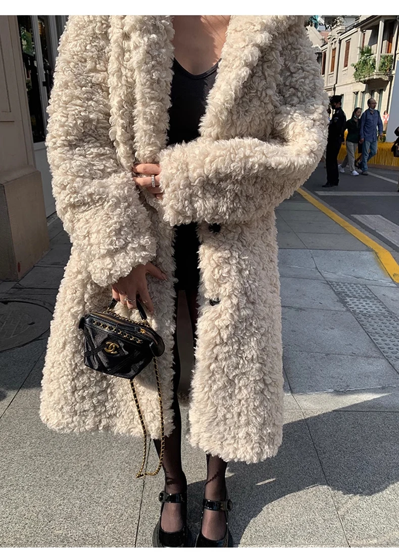 Lautaro Winter Long Loose Casual Soft Thick Warm Fluffy Black Faux Fur Coat Women Stand Collar Hairy Furry Fuzzy Overcoat 2023
