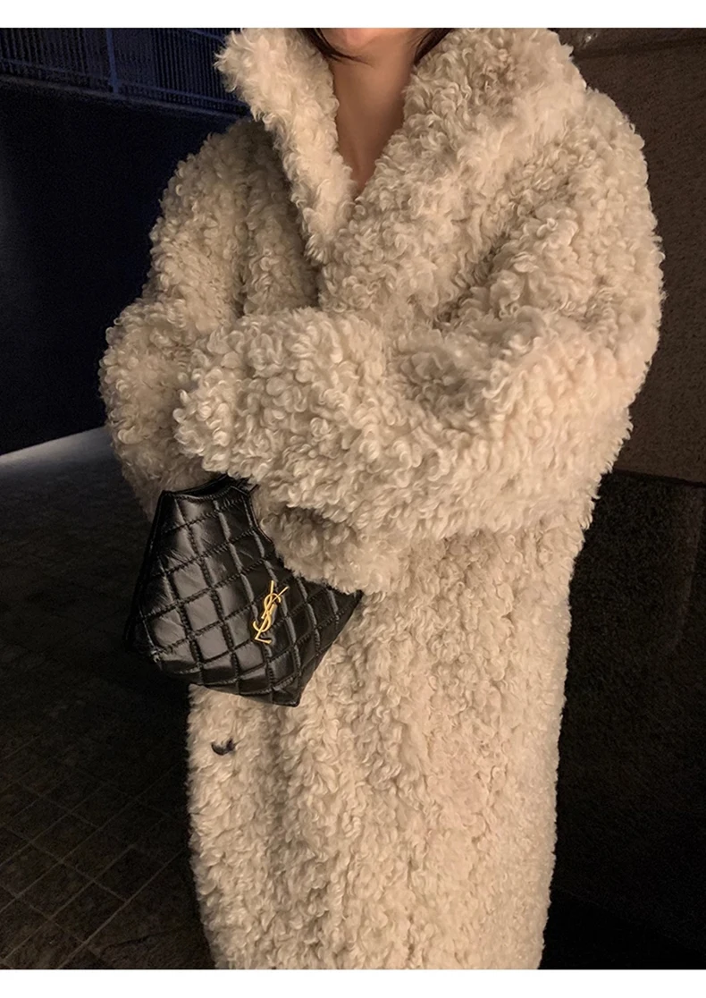 Lautaro Winter Long Loose Casual Soft Thick Warm Fluffy Black Faux Fur Coat Women Stand Collar Hairy Furry Fuzzy Overcoat 2023