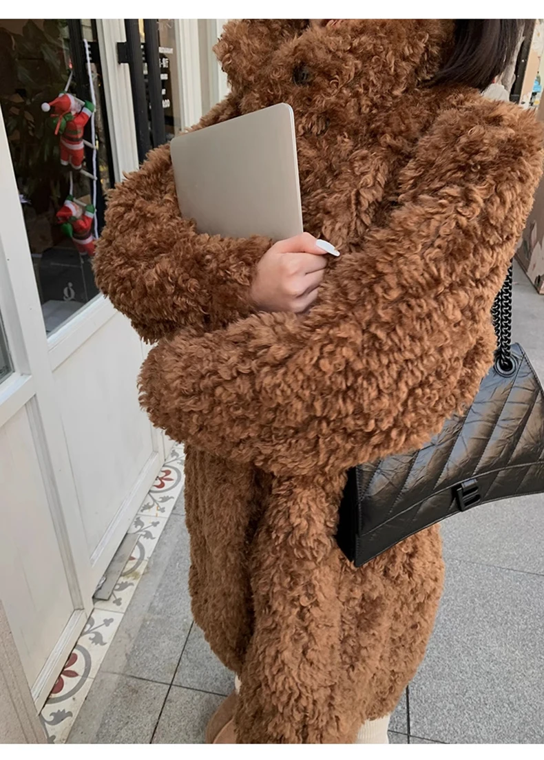 Lautaro Winter Long Loose Casual Soft Thick Warm Fluffy Black Faux Fur Coat Women Stand Collar Hairy Furry Fuzzy Overcoat 2023