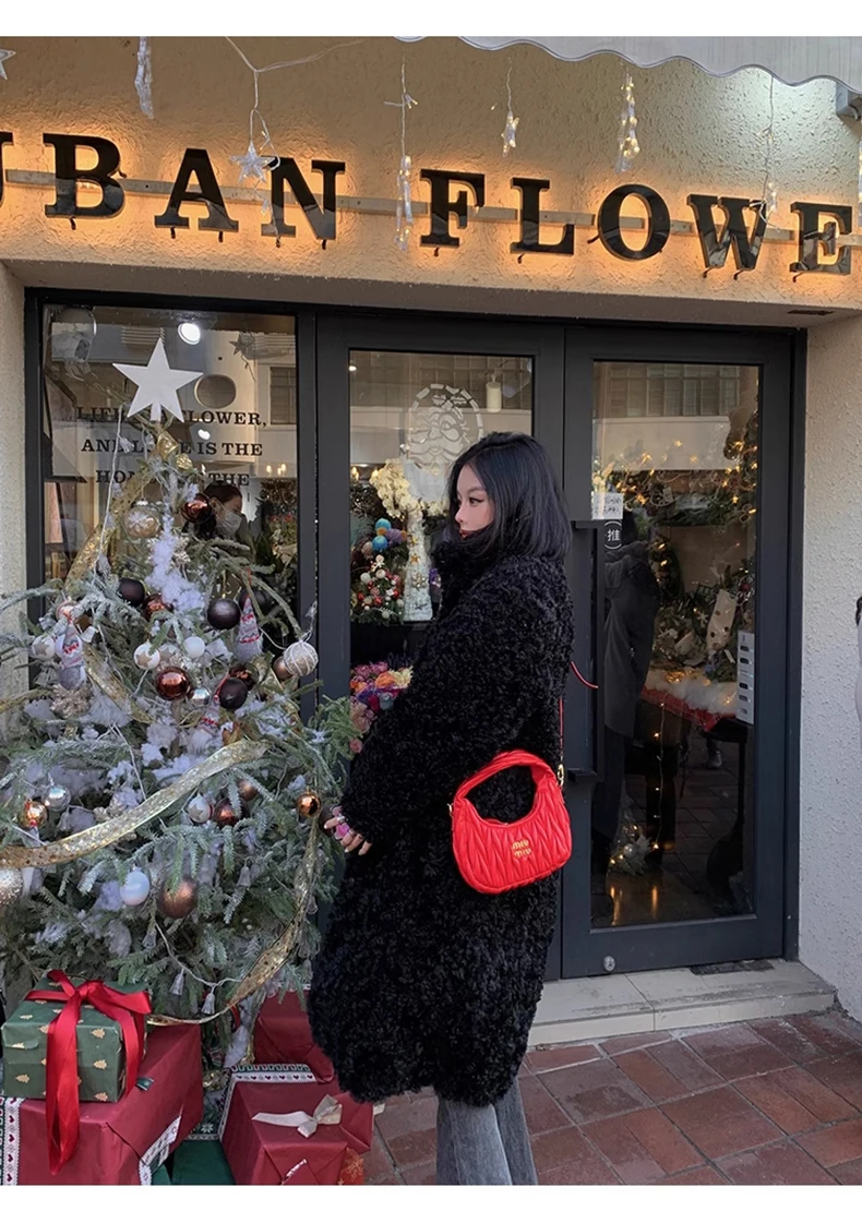 Lautaro Winter Long Loose Casual Soft Thick Warm Fluffy Black Faux Fur Coat Women Stand Collar Hairy Furry Fuzzy Overcoat 2023