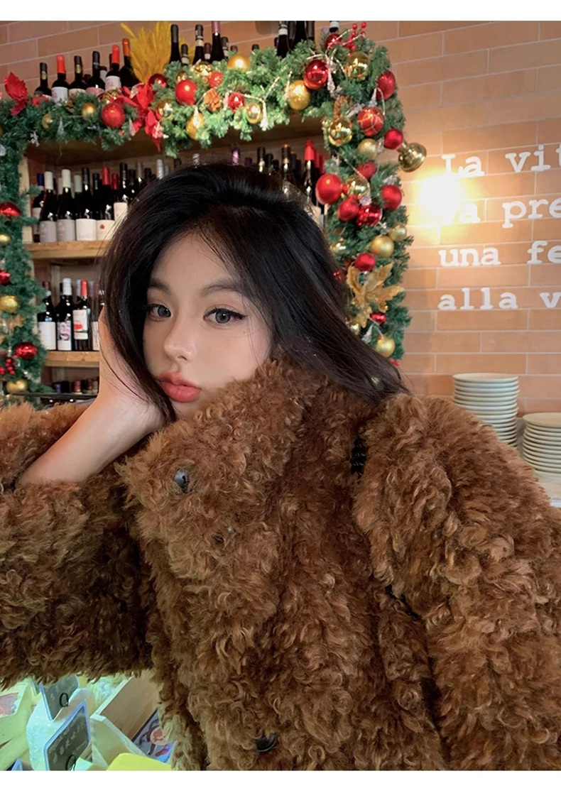 Lautaro Winter Long Loose Casual Soft Thick Warm Fluffy Black Faux Fur Coat Women Stand Collar Hairy Furry Fuzzy Overcoat 2023