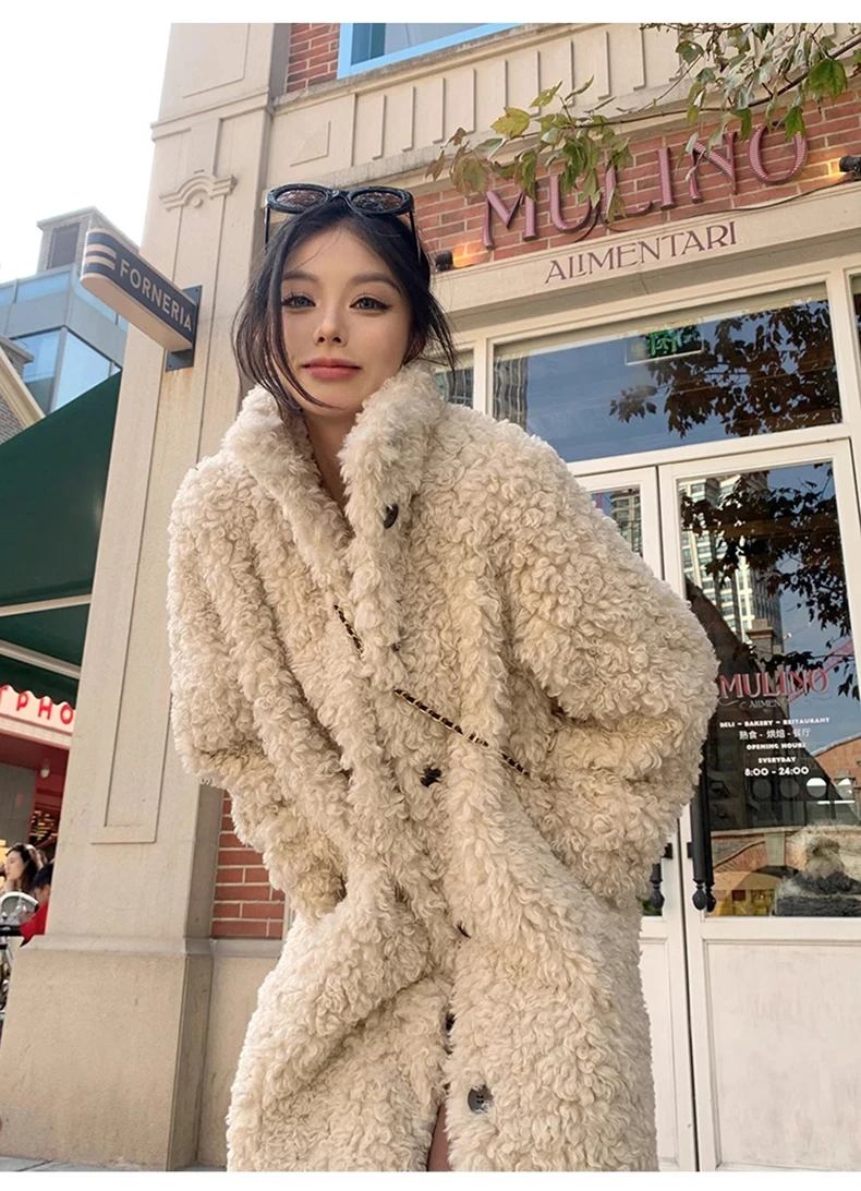 Lautaro Winter Long Loose Casual Soft Thick Warm Fluffy Black Faux Fur Coat Women Stand Collar Hairy Furry Fuzzy Overcoat 2023