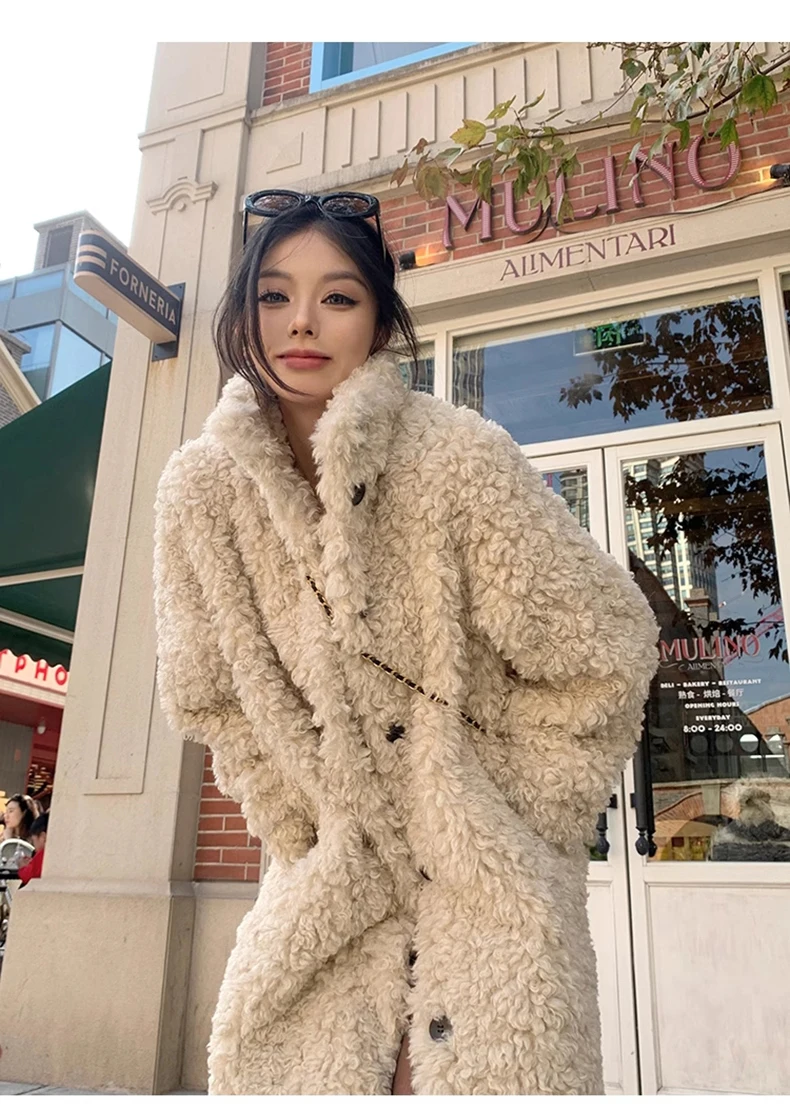 Lautaro Winter Long Loose Casual Soft Thick Warm Fluffy Black Faux Fur Coat Women Stand Collar Hairy Furry Fuzzy Overcoat 2023