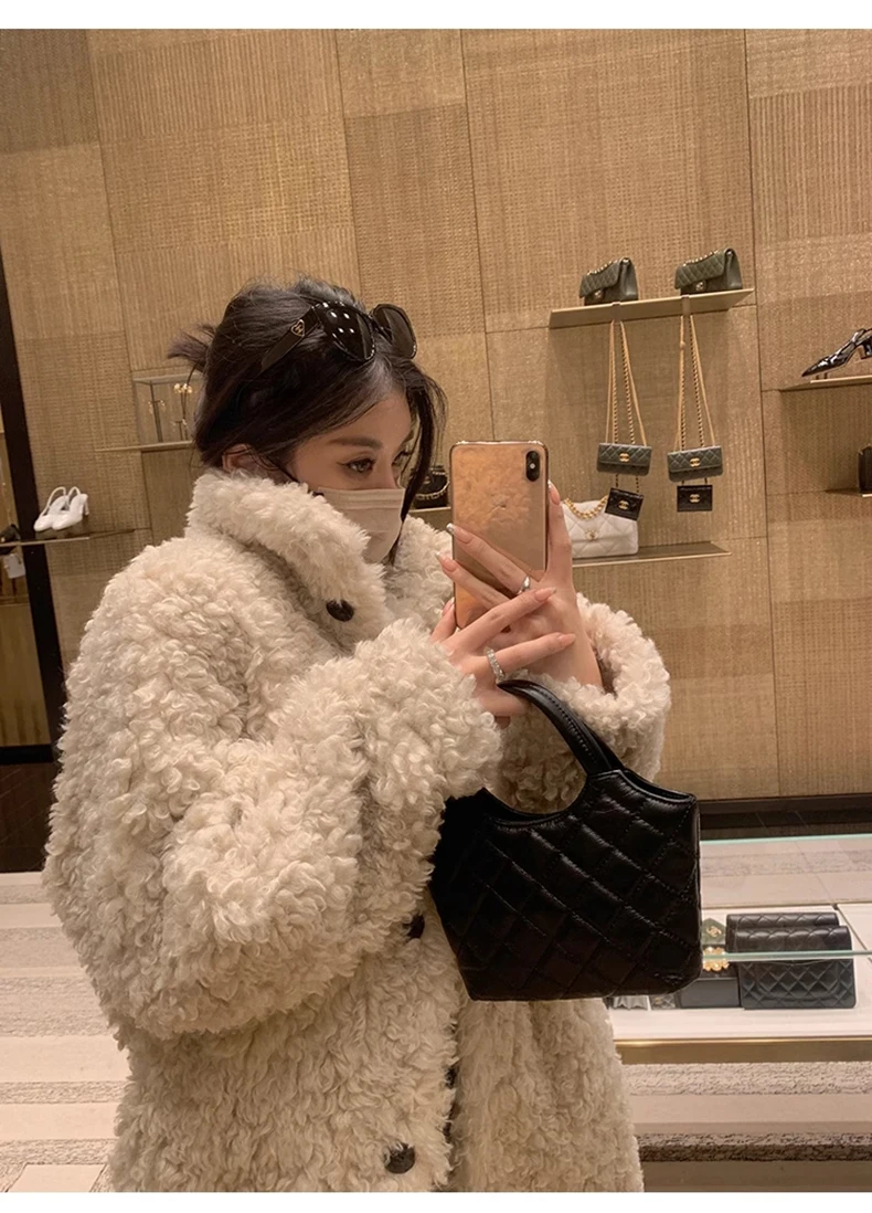 Lautaro Winter Long Loose Casual Soft Thick Warm Fluffy Black Faux Fur Coat Women Stand Collar Hairy Furry Fuzzy Overcoat 2023