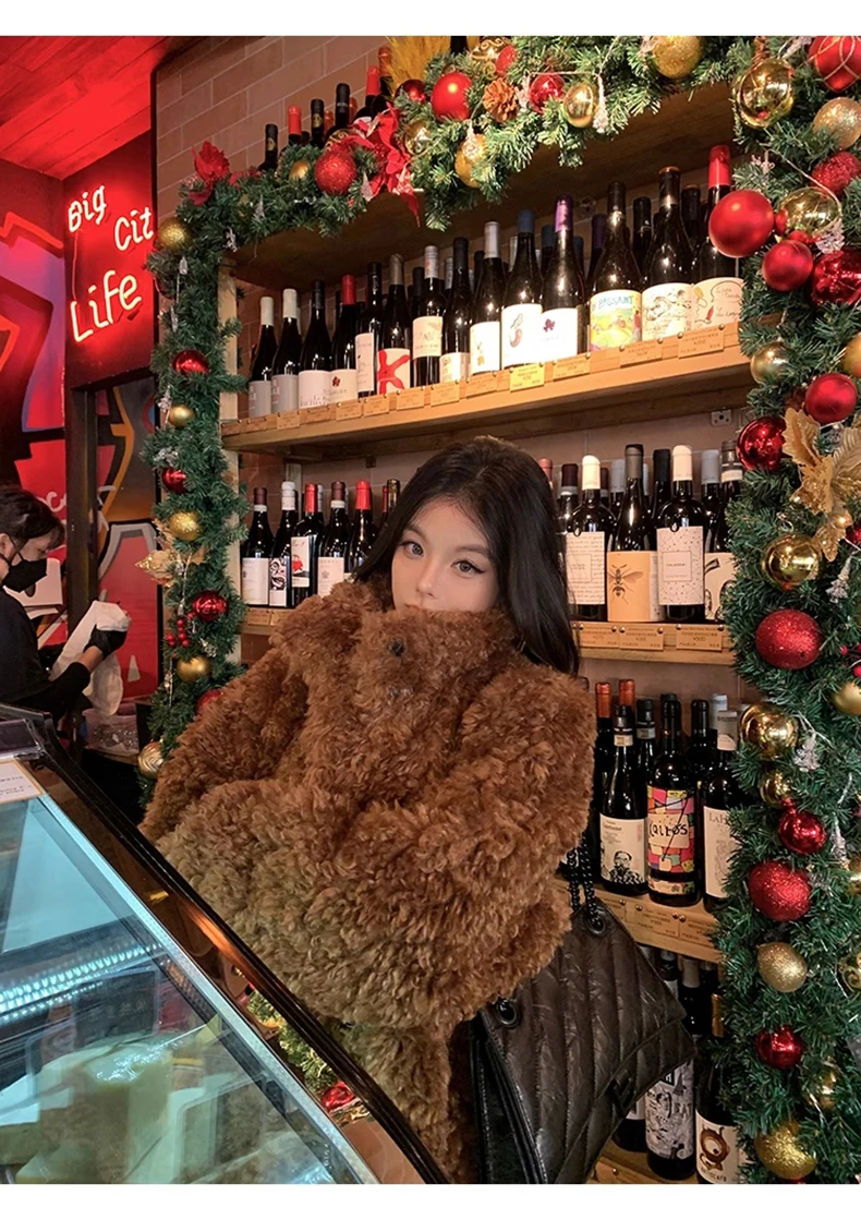 Lautaro Winter Long Loose Casual Soft Thick Warm Fluffy Black Faux Fur Coat Women Stand Collar Hairy Furry Fuzzy Overcoat 2023