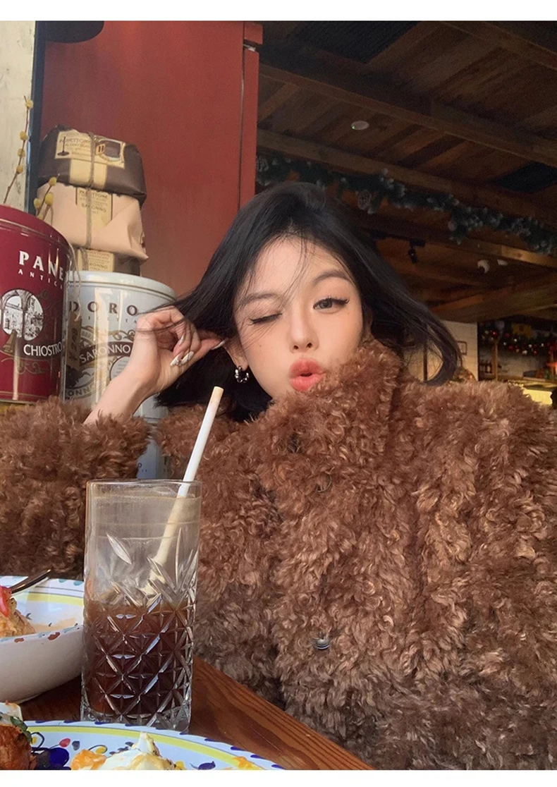 Lautaro Winter Long Loose Casual Soft Thick Warm Fluffy Black Faux Fur Coat Women Stand Collar Hairy Furry Fuzzy Overcoat 2023