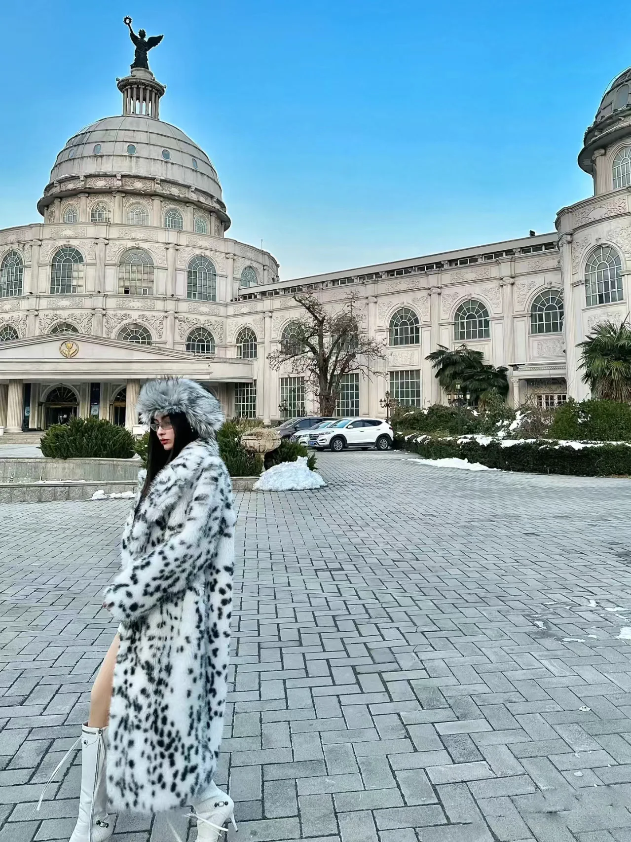 New Cool Girls Faux Fur Coat Long Belted Leopard Print Fox Fur Outerwears Women Autumn Winter Thick Warm Soft Fluffy Overcoat