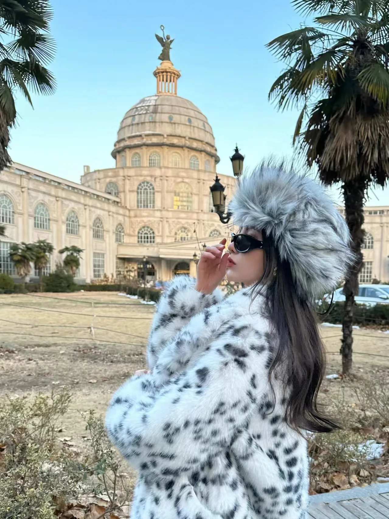New Cool Girls Faux Fur Coat Long Belted Leopard Print Fox Fur Outerwears Women Autumn Winter Thick Warm Soft Fluffy Overcoat