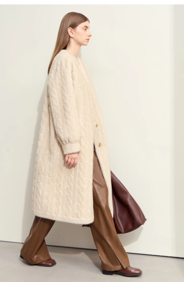 Thicken Knit Loose Coat Women Full Sleeve Single Breasted Fashion Female Cardigan Winter Warm Long Cardigan Faux Mink Outerwear