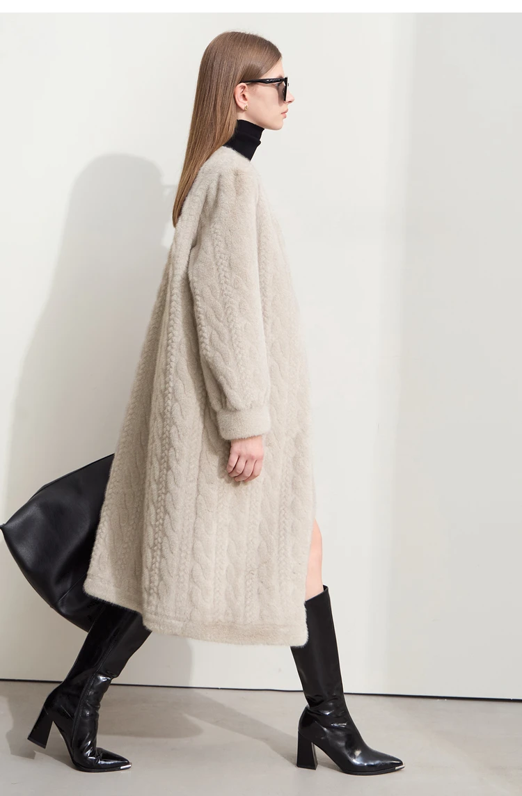 Thicken Knit Loose Coat Women Full Sleeve Single Breasted Fashion Female Cardigan Winter Warm Long Cardigan Faux Mink Outerwear