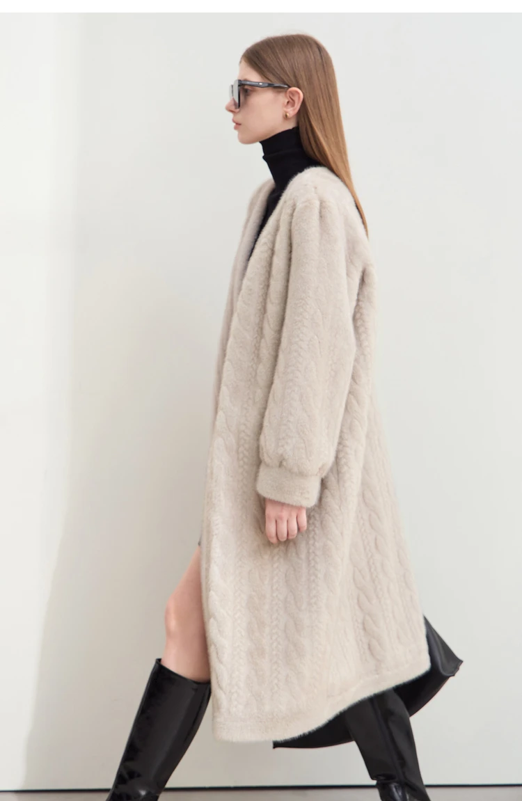 Thicken Knit Loose Coat Women Full Sleeve Single Breasted Fashion Female Cardigan Winter Warm Long Cardigan Faux Mink Outerwear