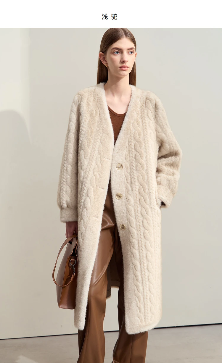 Thicken Knit Loose Coat Women Full Sleeve Single Breasted Fashion Female Cardigan Winter Warm Long Cardigan Faux Mink Outerwear