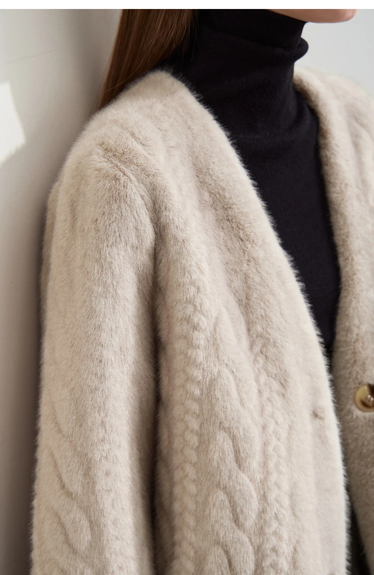 Thicken Knit Loose Coat Women Full Sleeve Single Breasted Fashion Female Cardigan Winter Warm Long Cardigan Faux Mink Outerwear
