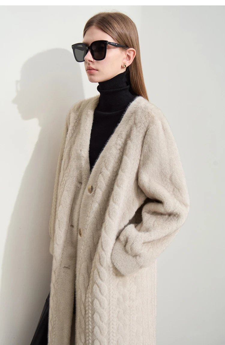 Thicken Knit Loose Coat Women Full Sleeve Single Breasted Fashion Female Cardigan Winter Warm Long Cardigan Faux Mink Outerwear