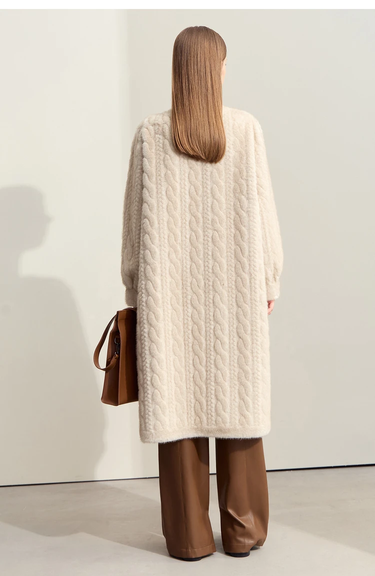 Thicken Knit Loose Coat Women Full Sleeve Single Breasted Fashion Female Cardigan Winter Warm Long Cardigan Faux Mink Outerwear