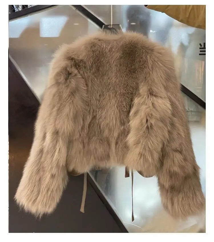 Imitation Fox Fur Grass Coat Women's Short 2026 Autumn/Winter New Korean Version Versatile Lace Up Thick Top Female Warm Outwear