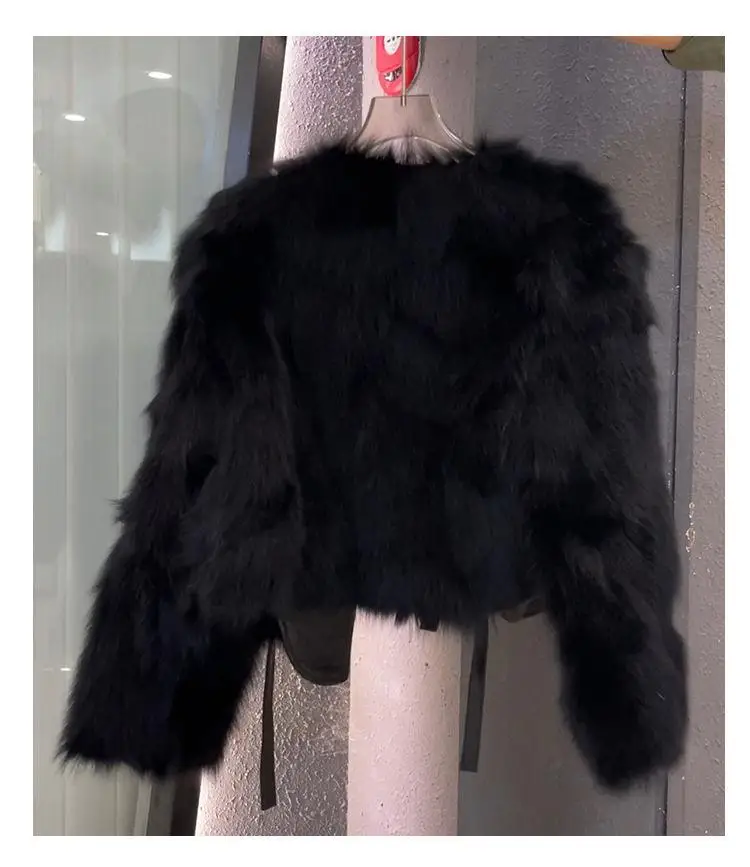 Imitation Fox Fur Grass Coat Women's Short 2026 Autumn/Winter New Korean Version Versatile Lace Up Thick Top Female Warm Outwear