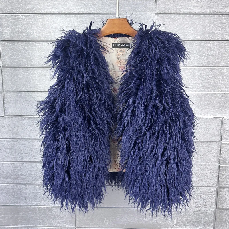 LANMREM 2026 Autumn Winter Eco-Friendly Fur Women's Vest Artificial Fur Lamb Wool Warm Sleeveless Coat Fashion Clothing 2DB4926