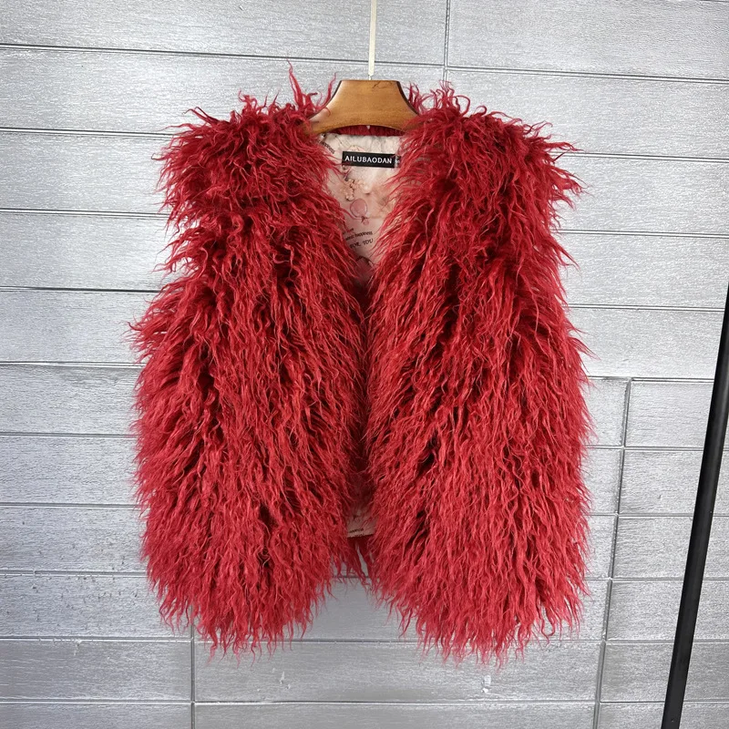 LANMREM 2026 Autumn Winter Eco-Friendly Fur Women's Vest Artificial Fur Lamb Wool Warm Sleeveless Coat Fashion Clothing 2DB4926