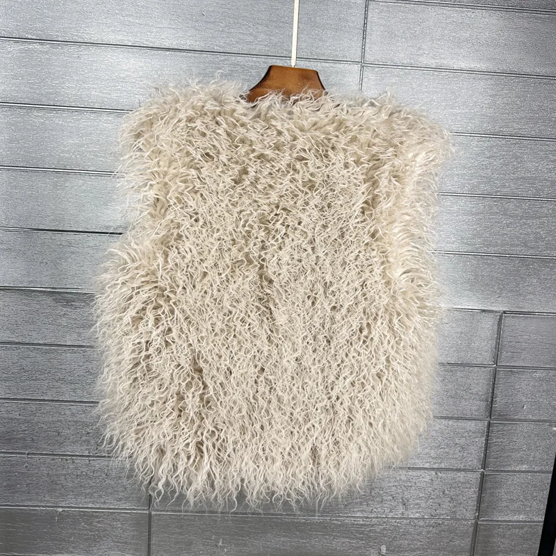 LANMREM 2026 Autumn Winter Eco-Friendly Fur Women's Vest Artificial Fur Lamb Wool Warm Sleeveless Coat Fashion Clothing 2DB4926