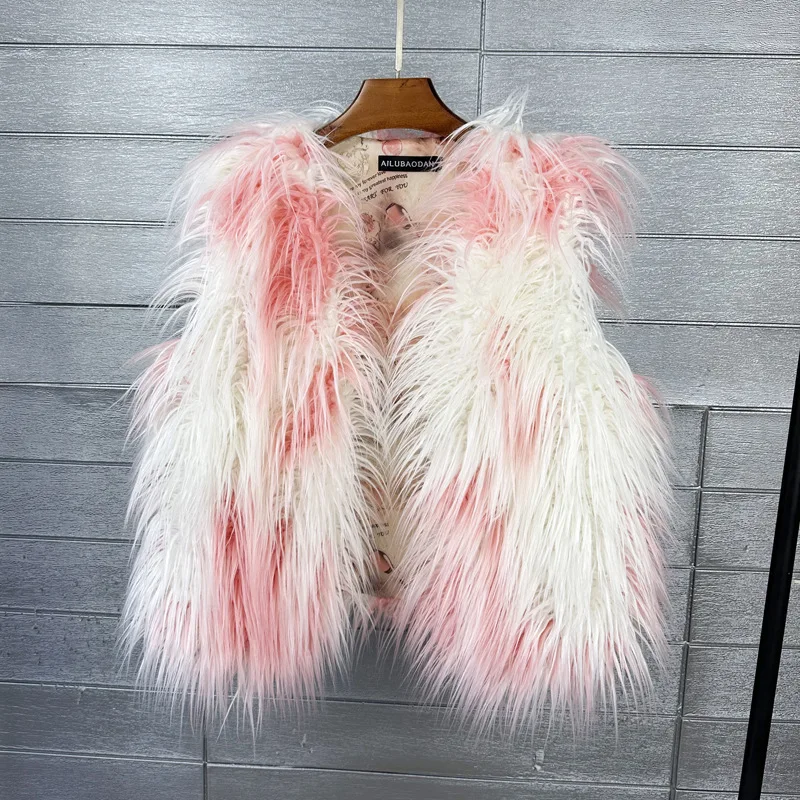 LANMREM 2026 Autumn Winter Eco-Friendly Fur Women's Vest Artificial Fur Lamb Wool Warm Sleeveless Coat Fashion Clothing 2DB4926