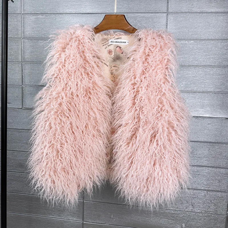 LANMREM 2026 Autumn Winter Eco-Friendly Fur Women's Vest Artificial Fur Lamb Wool Warm Sleeveless Coat Fashion Clothing 2DB4926