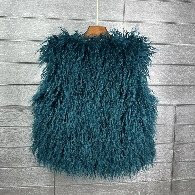 LANMREM 2026 Autumn Winter Eco-Friendly Fur Women's Vest Artificial Fur Lamb Wool Warm Sleeveless Coat Fashion Clothing 2DB4926