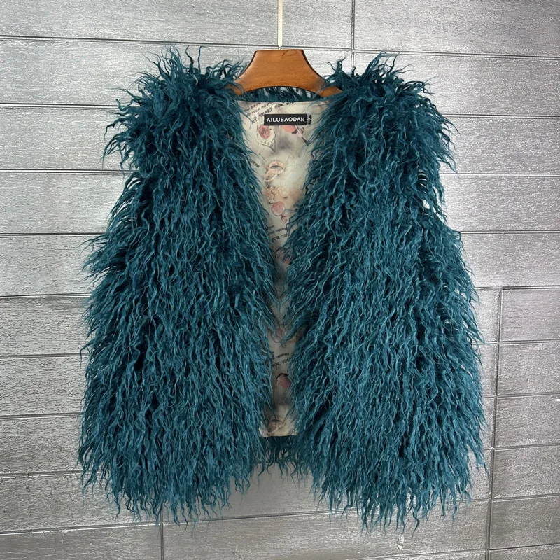 LANMREM 2026 Autumn Winter Eco-Friendly Fur Women's Vest Artificial Fur Lamb Wool Warm Sleeveless Coat Fashion Clothing 2DB4926
