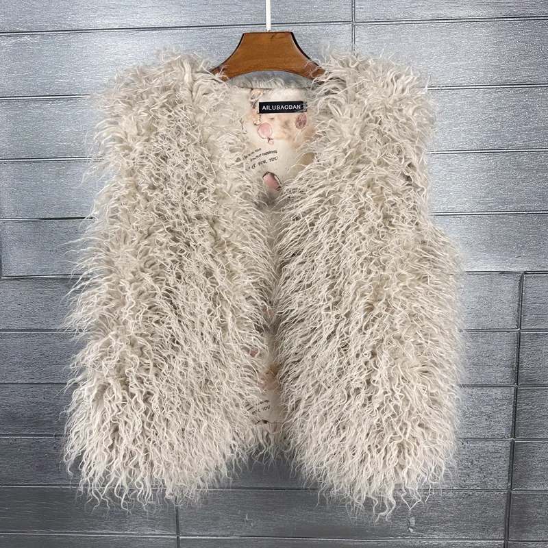 LANMREM 2026 Autumn Winter Eco-Friendly Fur Women's Vest Artificial Fur Lamb Wool Warm Sleeveless Coat Fashion Clothing 2DB4926