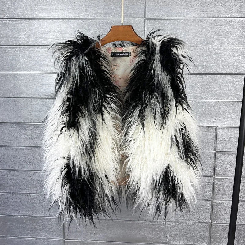 LANMREM 2026 Autumn Winter Eco-Friendly Fur Women's Vest Artificial Fur Lamb Wool Warm Sleeveless Coat Fashion Clothing 2DB4926