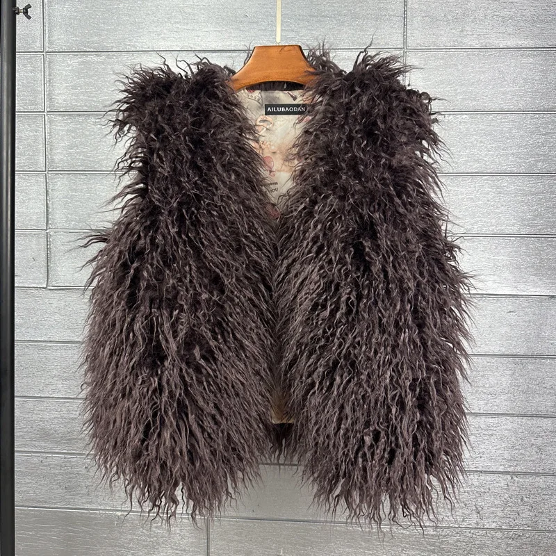LANMREM 2026 Autumn Winter Eco-Friendly Fur Women's Vest Artificial Fur Lamb Wool Warm Sleeveless Coat Fashion Clothing 2DB4926