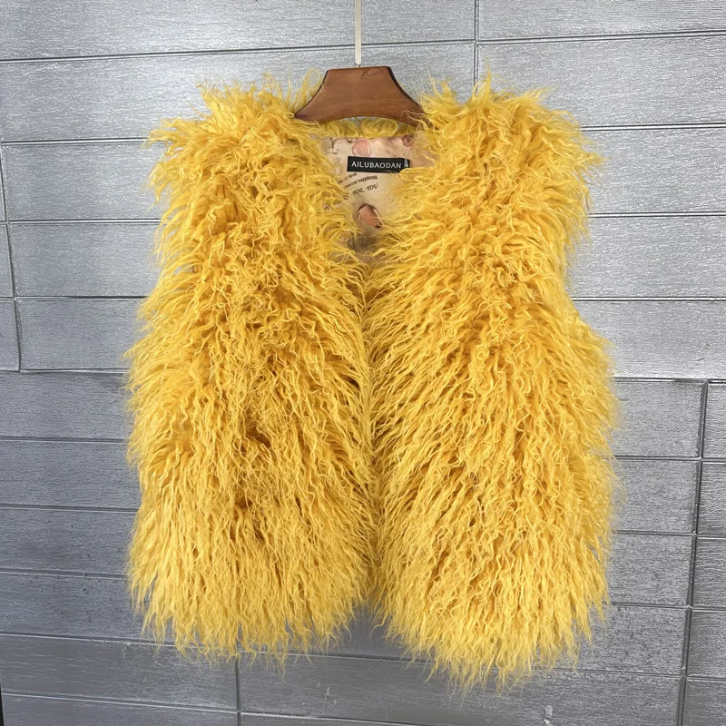 LANMREM 2026 Autumn Winter Eco-Friendly Fur Women's Vest Artificial Fur Lamb Wool Warm Sleeveless Coat Fashion Clothing 2DB4926