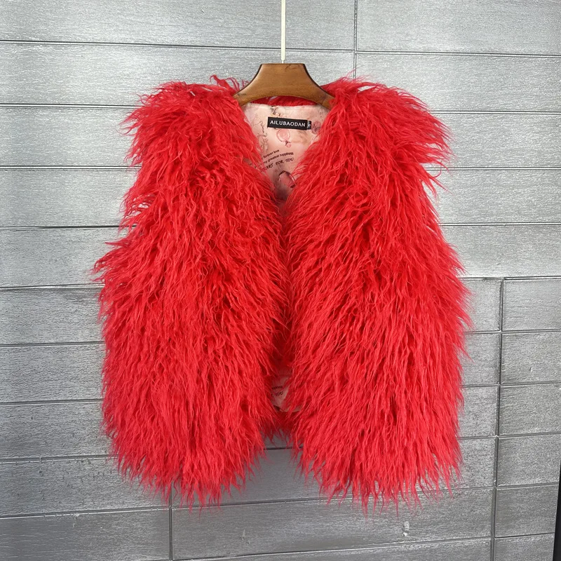 LANMREM 2026 Autumn Winter Eco-Friendly Fur Women's Vest Artificial Fur Lamb Wool Warm Sleeveless Coat Fashion Clothing 2DB4926