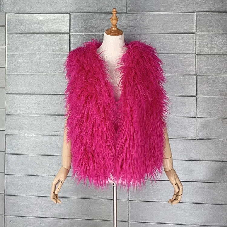 LANMREM 2026 Autumn Winter Eco-Friendly Fur Women's Vest Artificial Fur Lamb Wool Warm Sleeveless Coat Fashion Clothing 2DB4926