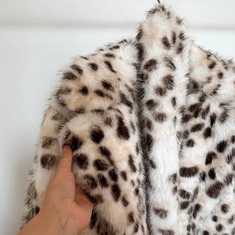 Neo Mint Luxury Maxi Long Leopard Belted Faux Fur Coat Women Winter 2024 Brand Fashion Mob Wife Vibe Fox Fur Jacket Overcoat