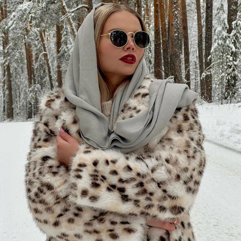 Neo Mint Luxury Maxi Long Leopard Belted Faux Fur Coat Women Winter 2024 Brand Fashion Mob Wife Vibe Fox Fur Jacket Overcoat